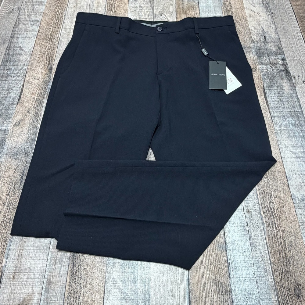 NWT Giorgio Armani Staff Trousers Men 38x27 Navy Blue Textured Made in Italy